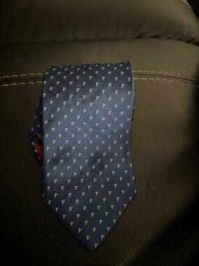 Faconnable Blue Silk Tie with Small 'F' Motif